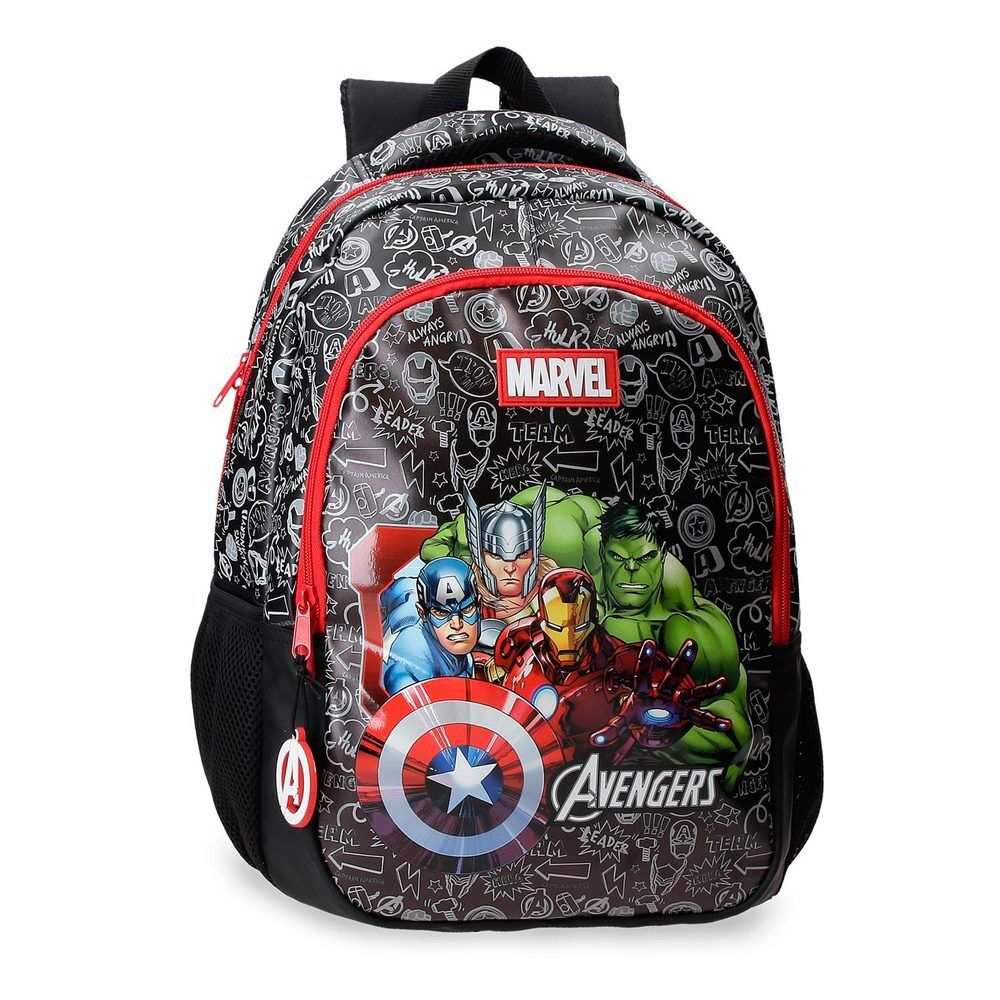 Mochila Marvel Avengers negra de 42 cm con diseño de superhéroes