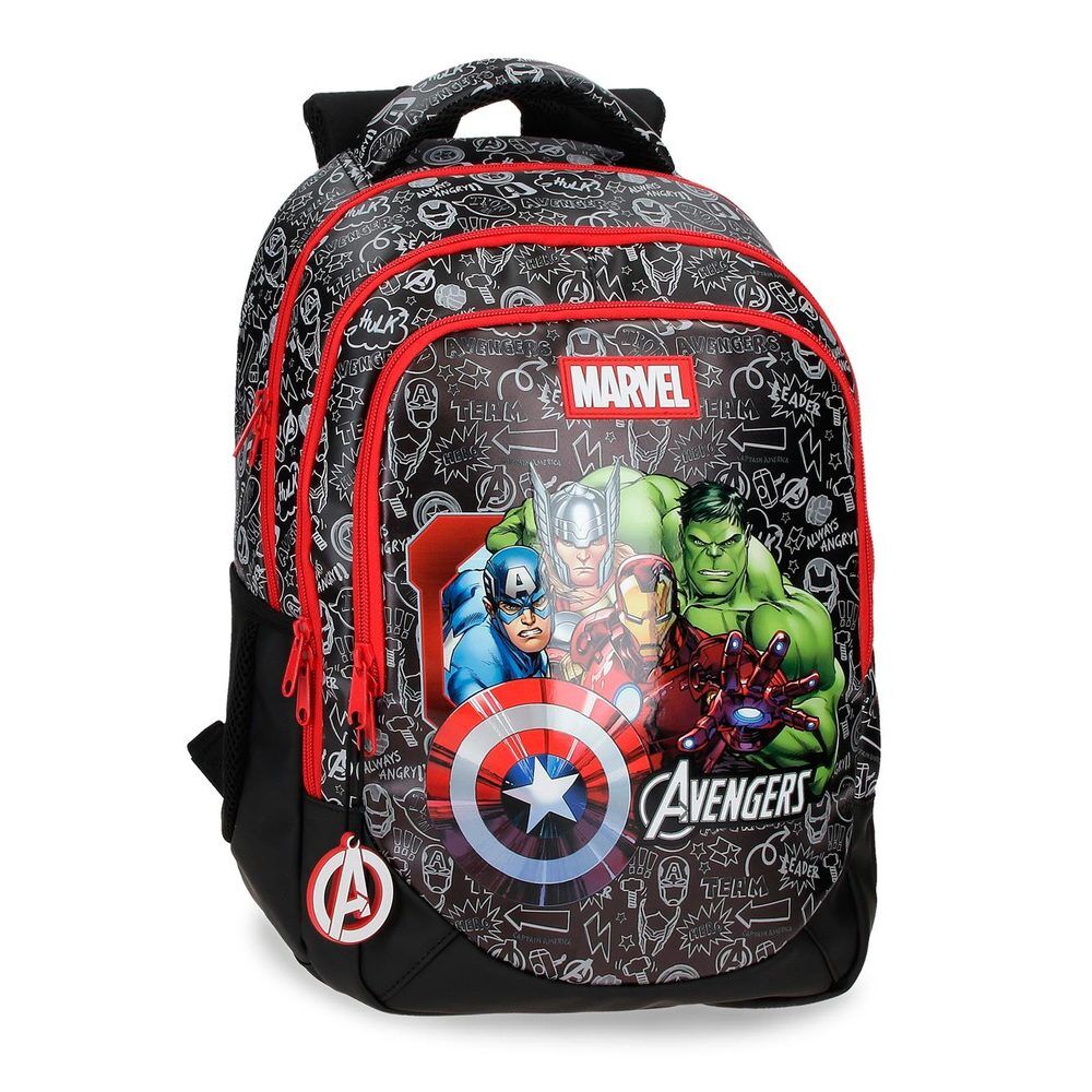 Mochila Avengers Marvel negra y roja adaptable a carro