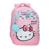 Mochila rosa Hello Kitty Bows de 42 cm con bolsillo frontal y pompón azul