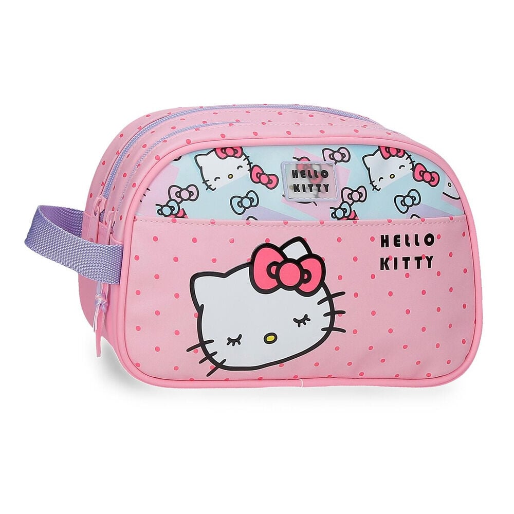 Neceser rosa Hello Kitty Bows con lunares y asa lateral