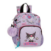 Mochila lila Retropop de Kuromi con bolsillo frontal y pompón