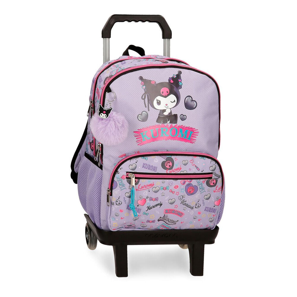 Trolley mochila Kuromi lila con ruedas y asa telescópica