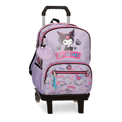 Trolley mochila Kuromi lila con ruedas y asa telescópica