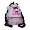 Saco mochila lila Retropop de Kuromi con bolsillo frontal