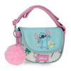 Bandolera de Stitch Disney en PVC con correa rosa y pompón