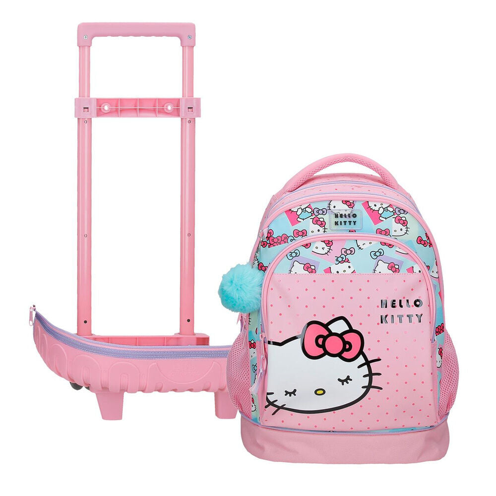 Trolley extraíble rosa Hello Kitty Bows con ruedas - 3