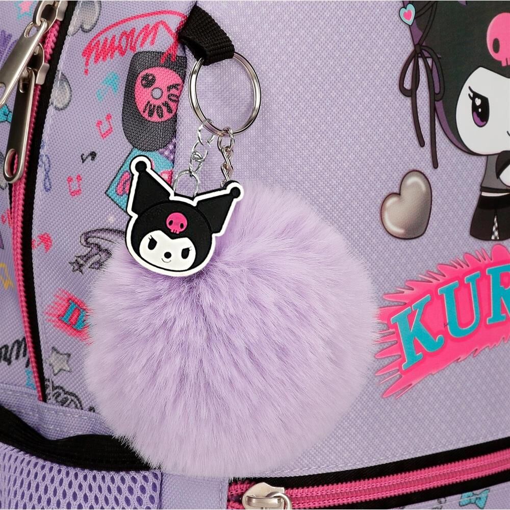Bandolera lila de Kuromi con correa negra y pompón decorativo - 2