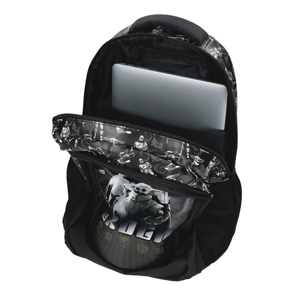 Mochila negra Star Wars Mandalorian con Grogu adaptable a carro - 4