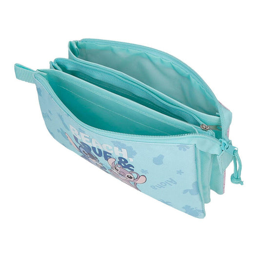 Portatodo triple Disney Stitch y Angel Beach & Love turquesa - 4