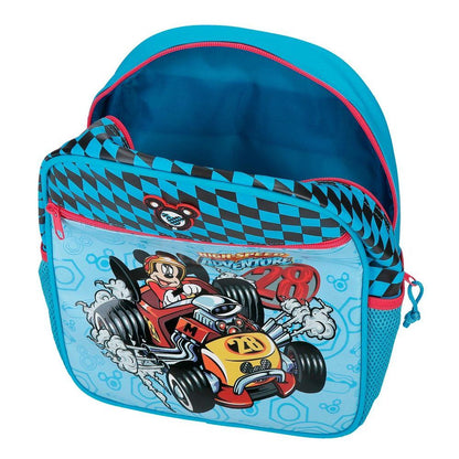 Trolley escolar Mickey Disney azul y rojo con diseño de coche de carreras - 4