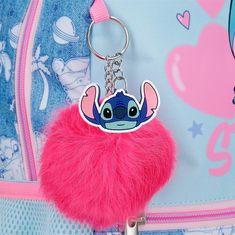 Neceser bandolera azul y rosa de Stitch Disney con pompon - 2
