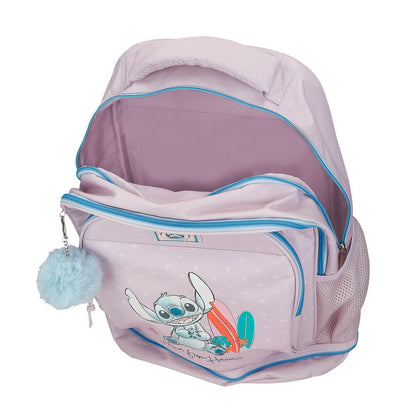 Trolley escolar lila Disney Stitch Hawaii con asa extraíble y ruedas - 4