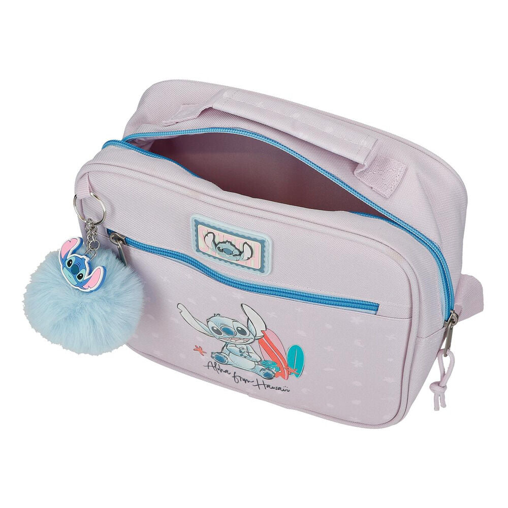 Neceser bandolera lila de Stitch Disney con diseño hawaiano - 4