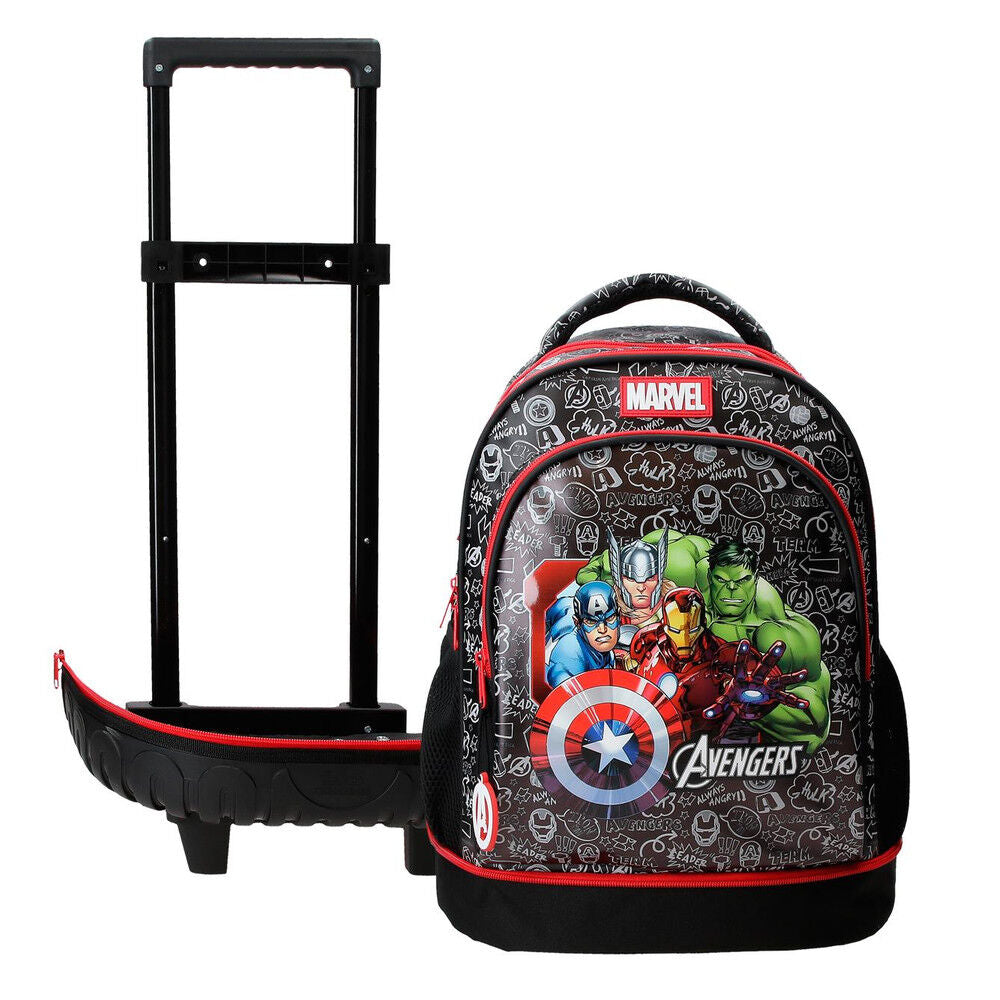 Trolley mochila Avengers Marvel negro y rojo con ruedas y asa extraíble - 5