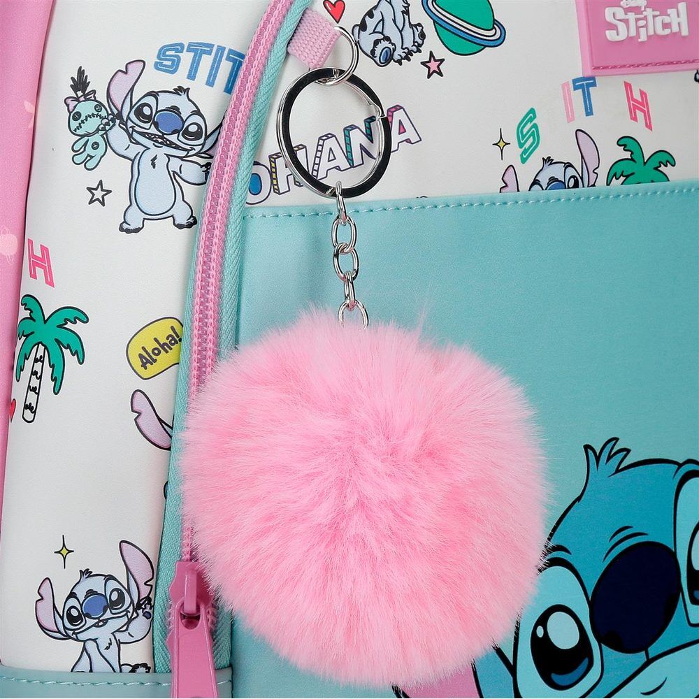 Mochila Disney Stitch Little Destruction rosa y turquesa de 42 cm - 2