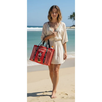 Bolsa de playa de rejilla roja con Minnie Disney - 2