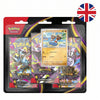 Blíster Pokémon TCG Mega Evolution—Pitch Black con tres sobres y carta promocional de Binacle
