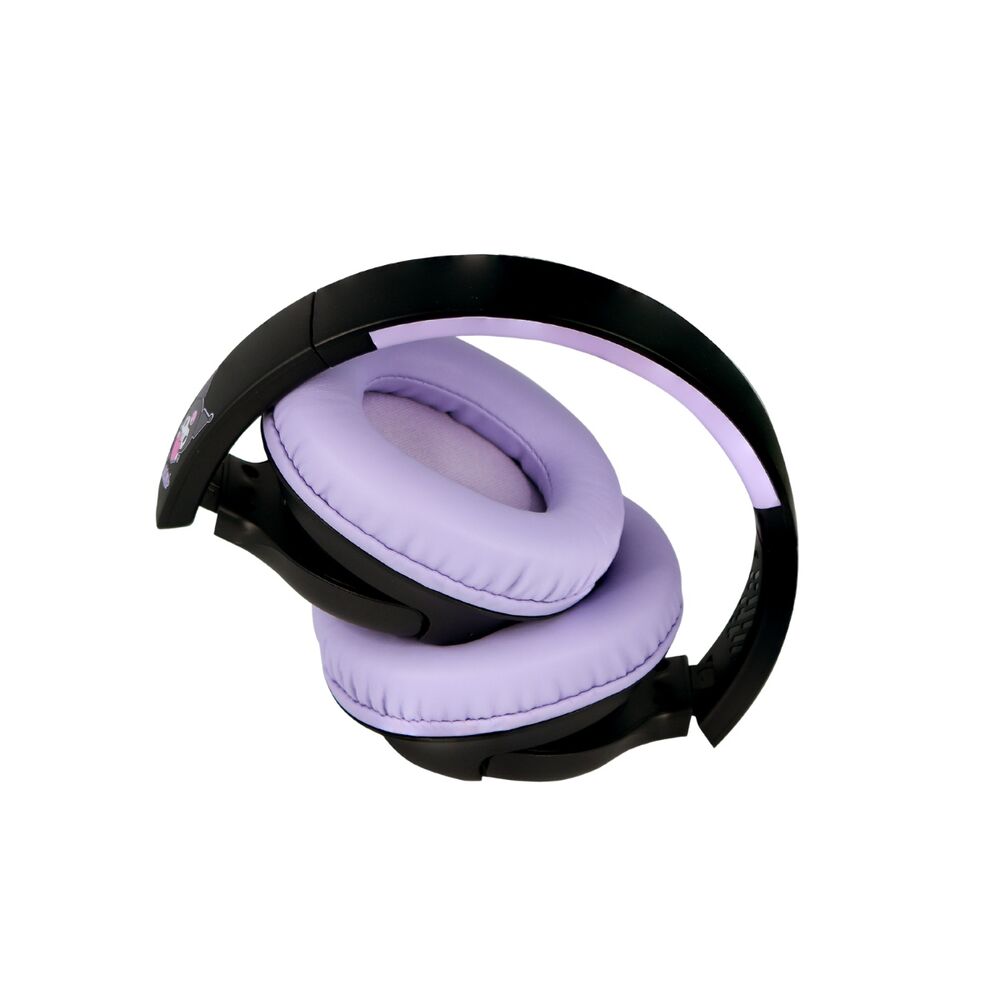 Auriculares infantiles inalámbricos Kuromi Hello Kitty negros y lilas con luces LED - 2