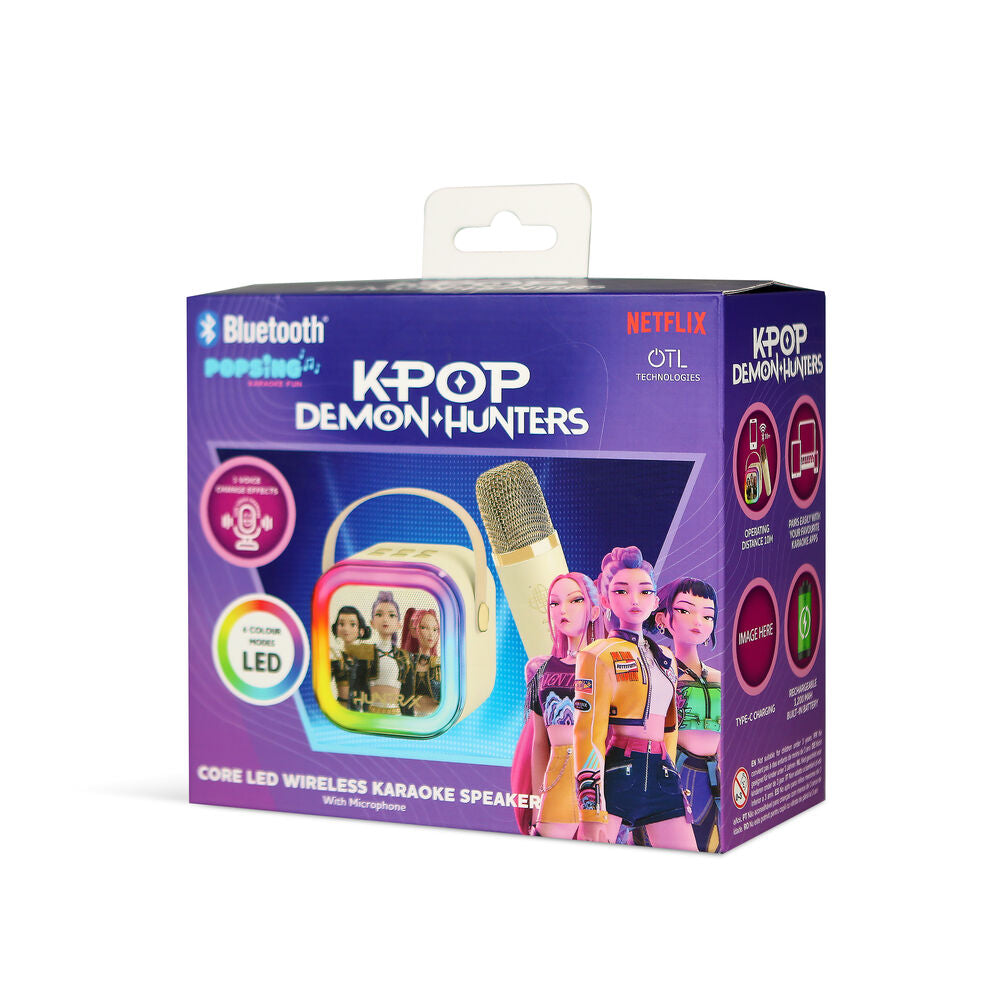 Altavoz karaoke cream KPop Demon Hunters con micrófono y luces LED - 8