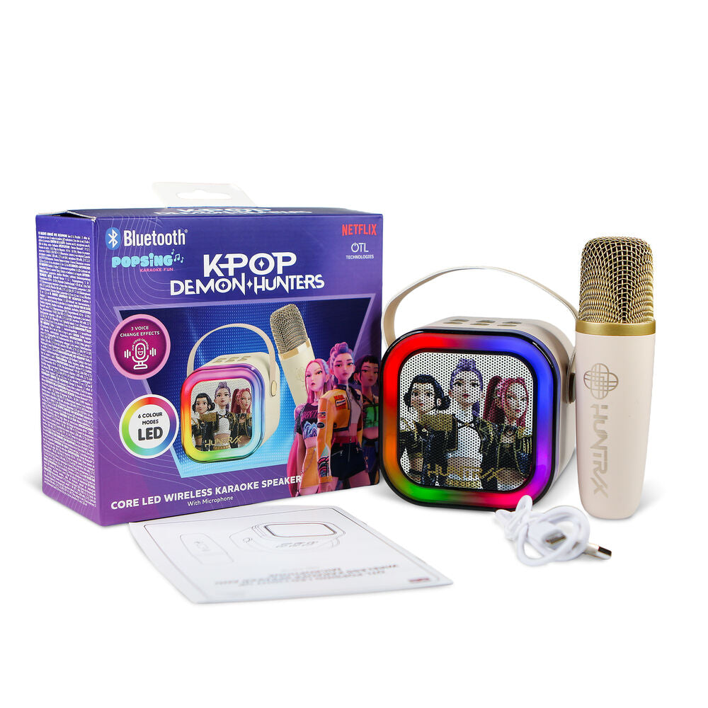 Altavoz karaoke cream KPop Demon Hunters con micrófono y luces LED