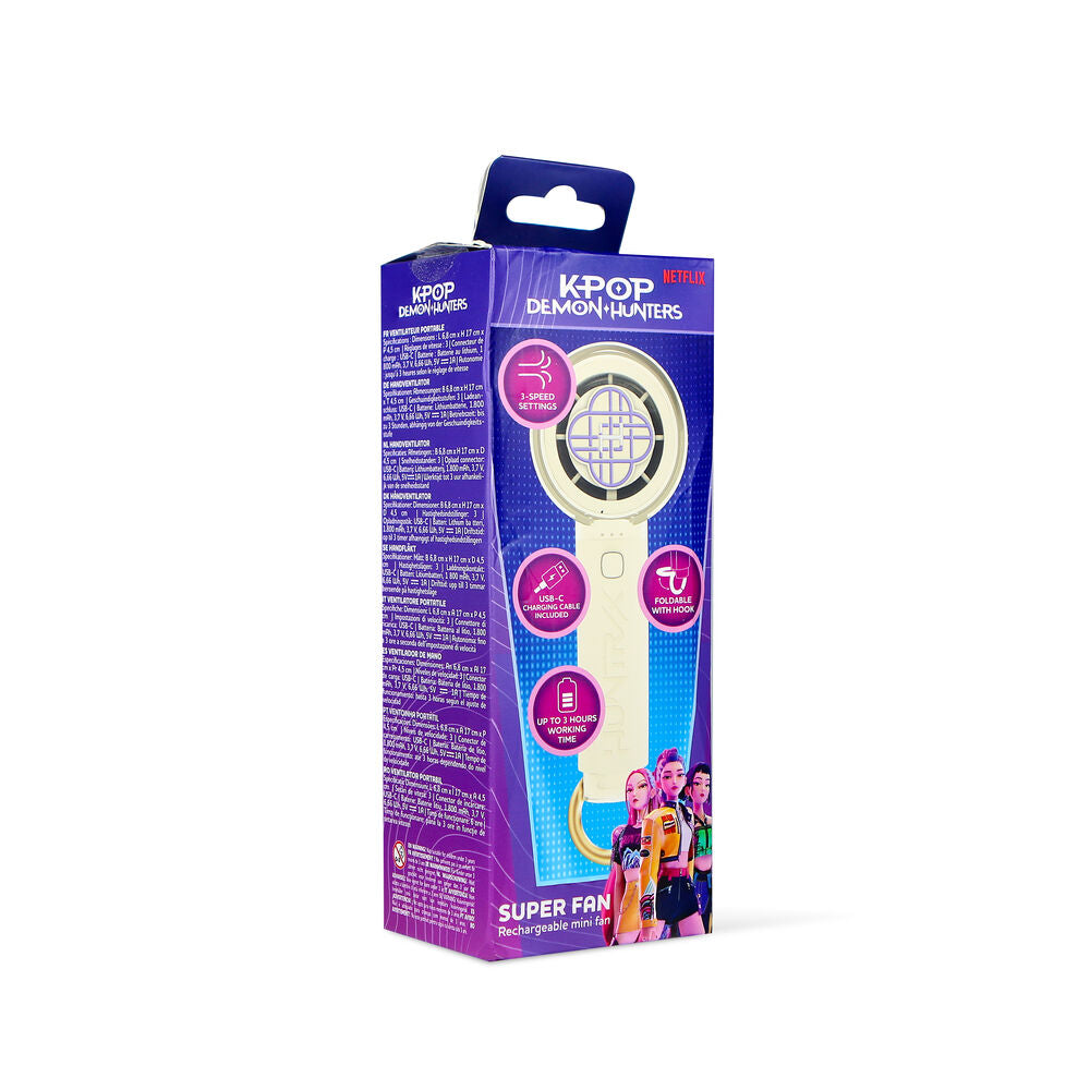 Ventilador de mano Golden Kpop Demon Hunters blanco con caja - 4