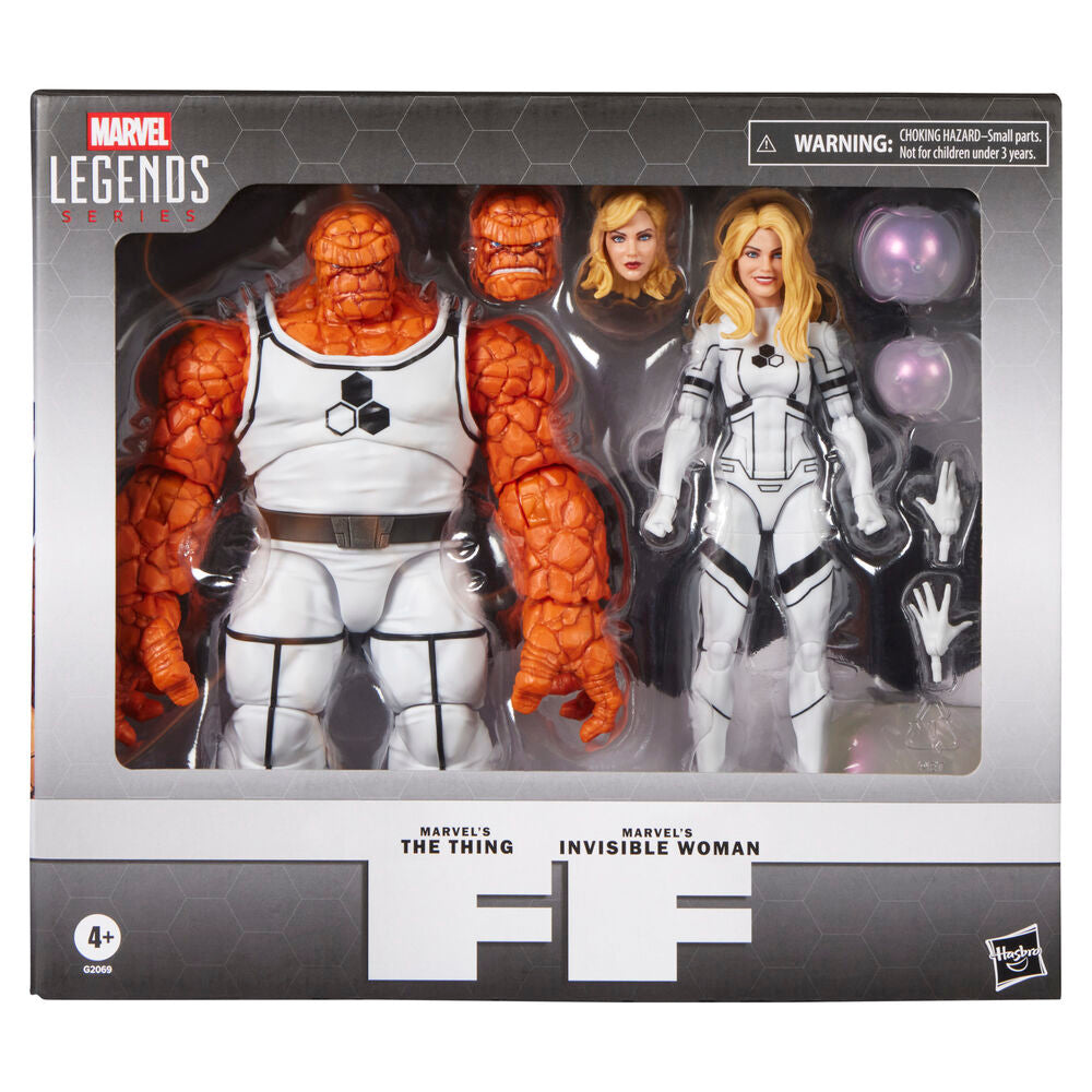 Figuras Marvel Legends de The Thing e Invisible Woman con accesorios