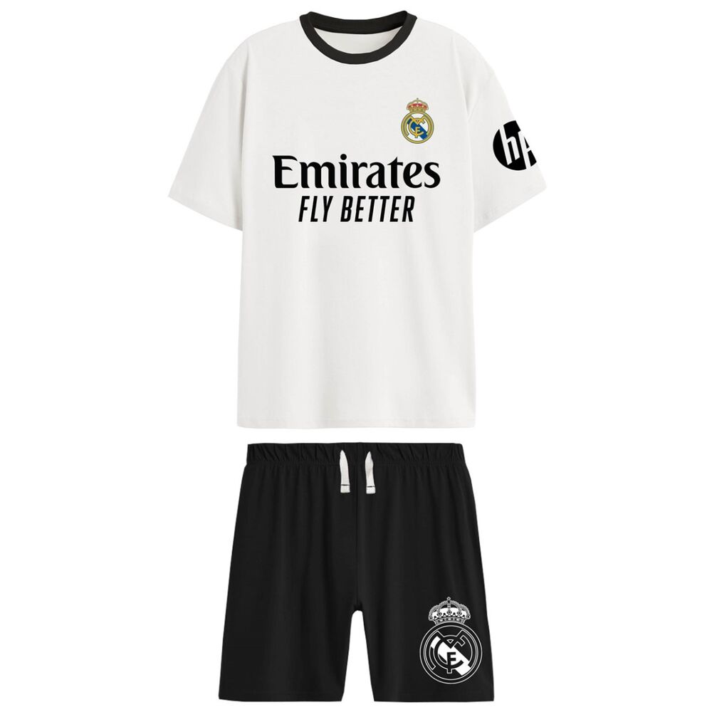 Pijama Real Madrid de camiseta blanca y pantalón negro