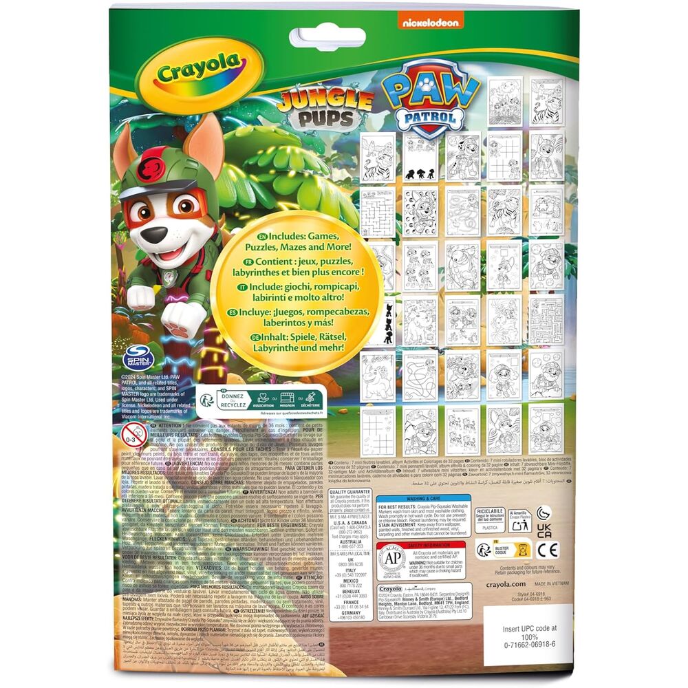 Libro de actividades Crayola Paw Patrol Jungle Pups con 7 rotuladores - 6
