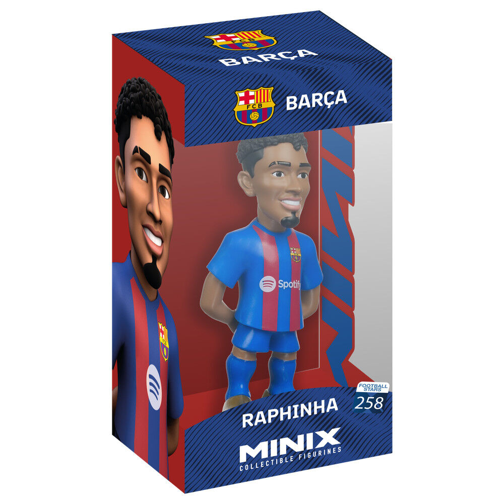 Figura MINIX de Raphinha con la equipación del F.C. Barcelona en su caja