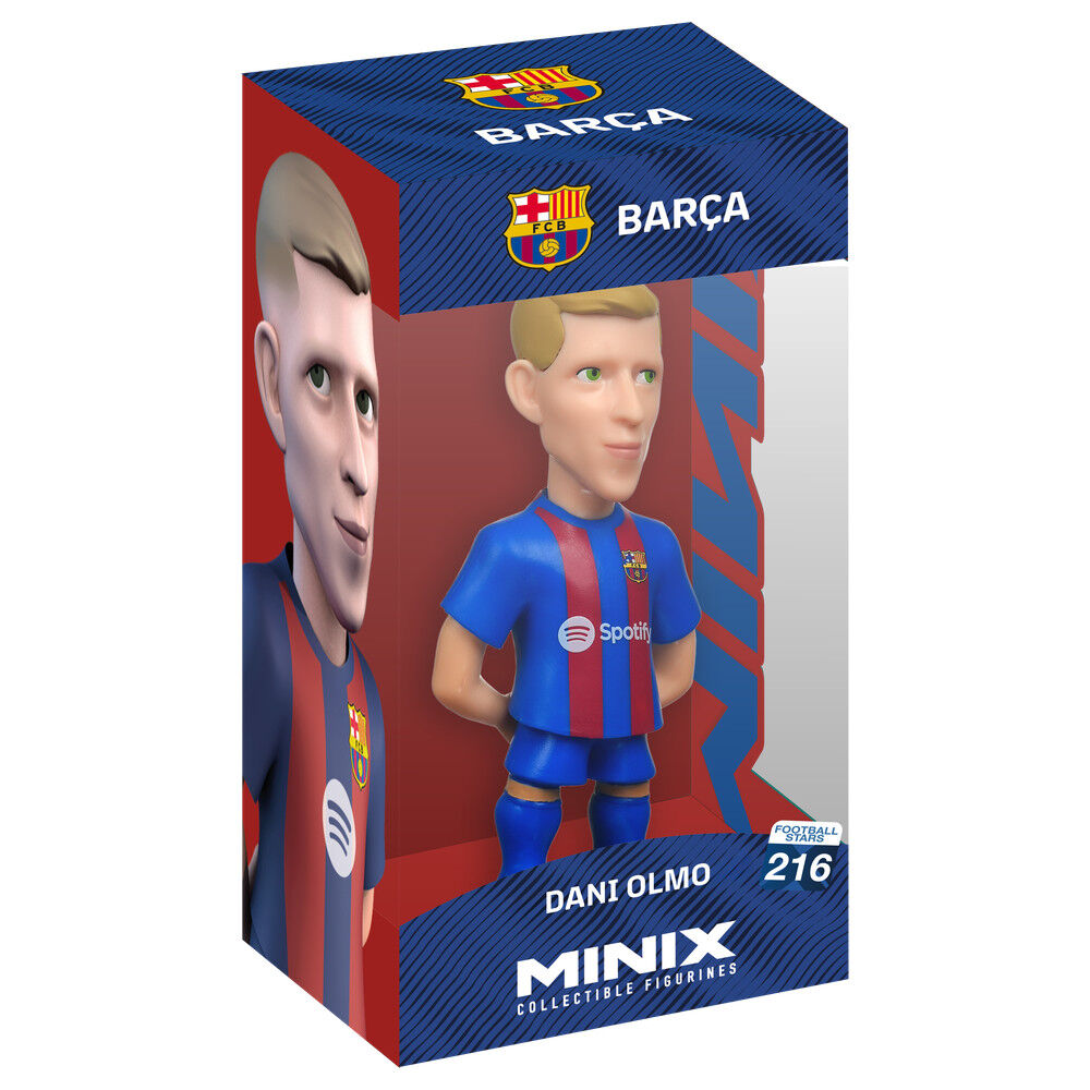 Figura MINIX de Dani Olmo con la equipación del F.C. Barcelona en su caja
