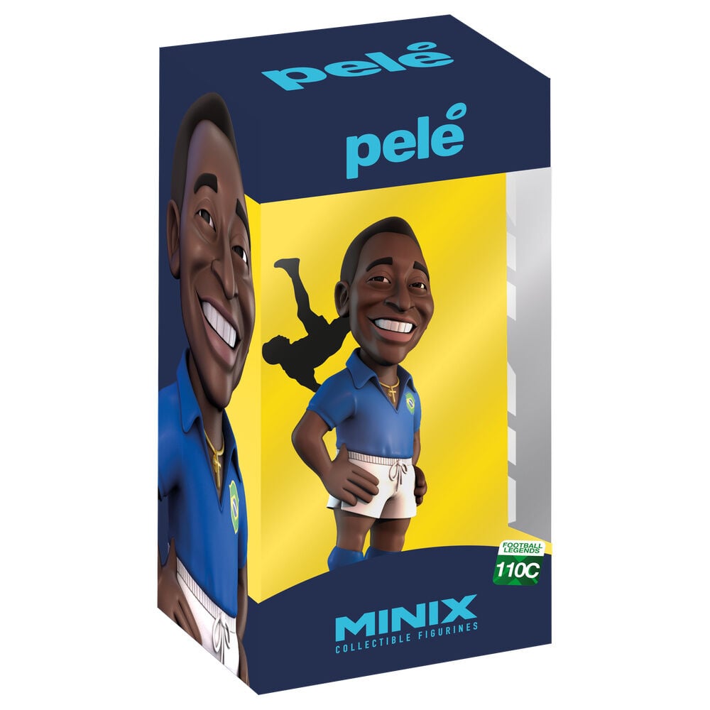 Figura MINIX de Pelé con uniforme de Brasil en caja ilustrada