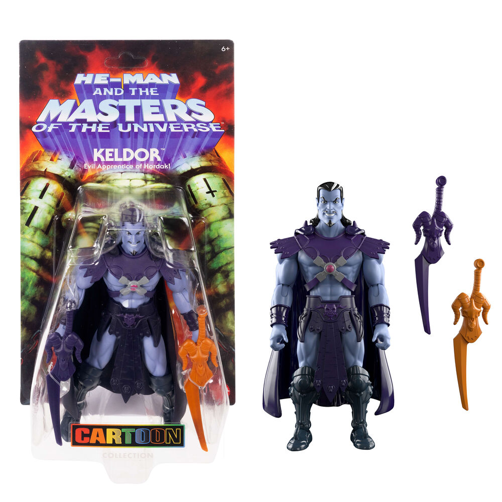 Figura articulada Keldor Masters of the Universe Origins con armadura morada y espadas - 2