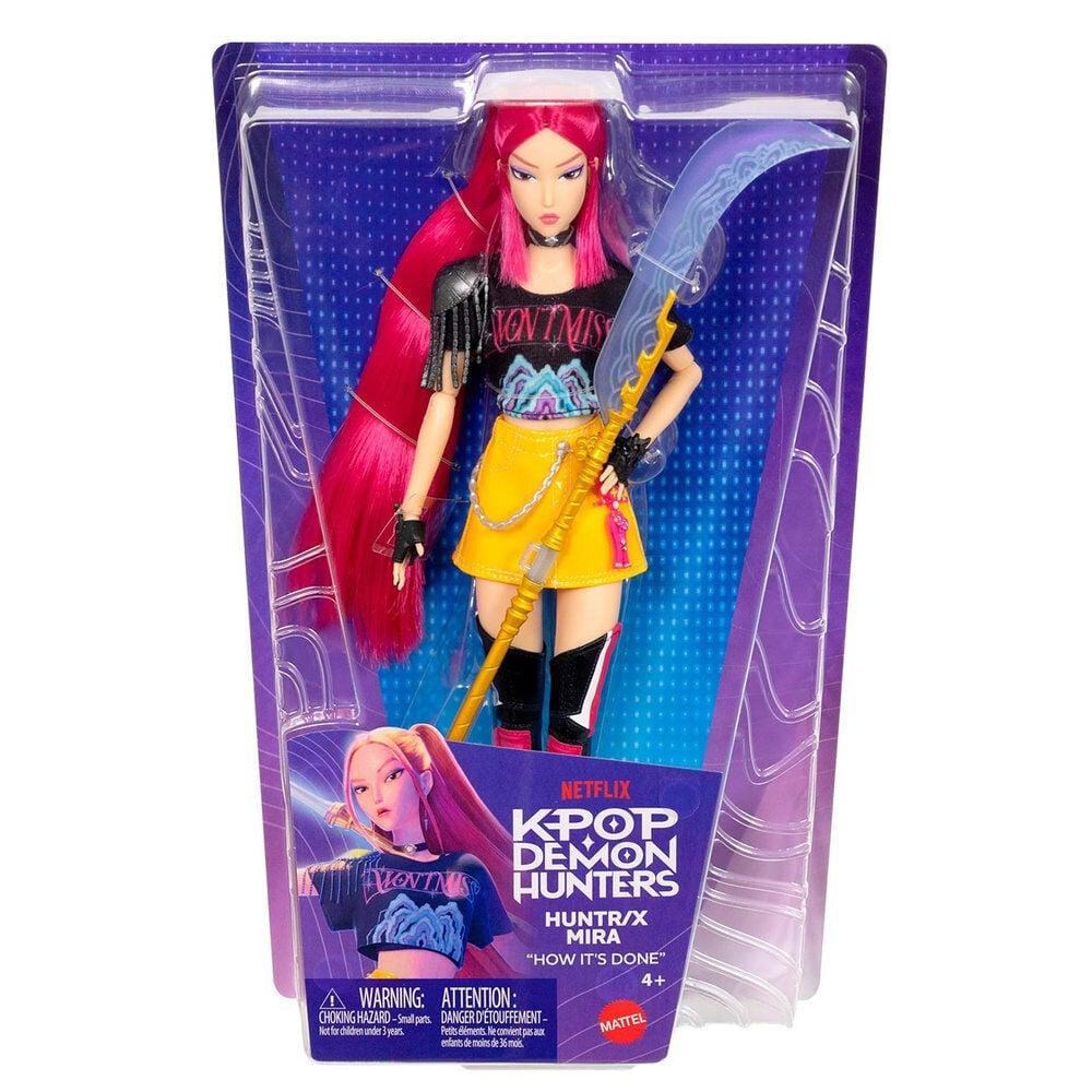 Muñeca Mira de KPop Demon Hunters con cabello rosa y bastón - 2