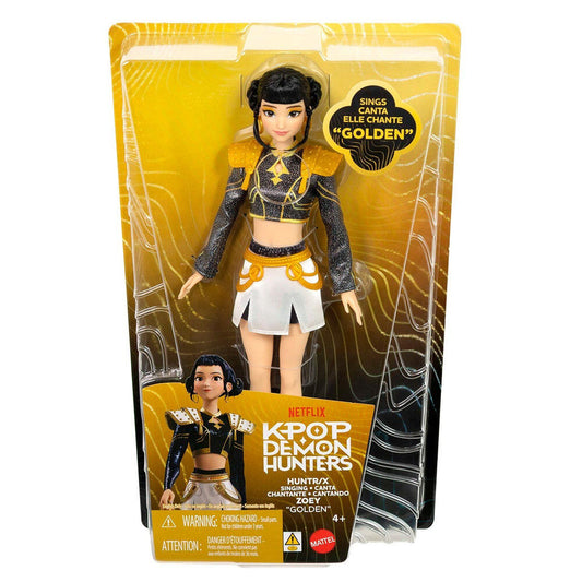 Muñeca musical Zoey de KPop Demon Hunters con atuendo negro, dorado y blanco - 2