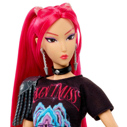 Muñeca Mira de KPop Demon Hunters con cabello rosa y bastón - 4