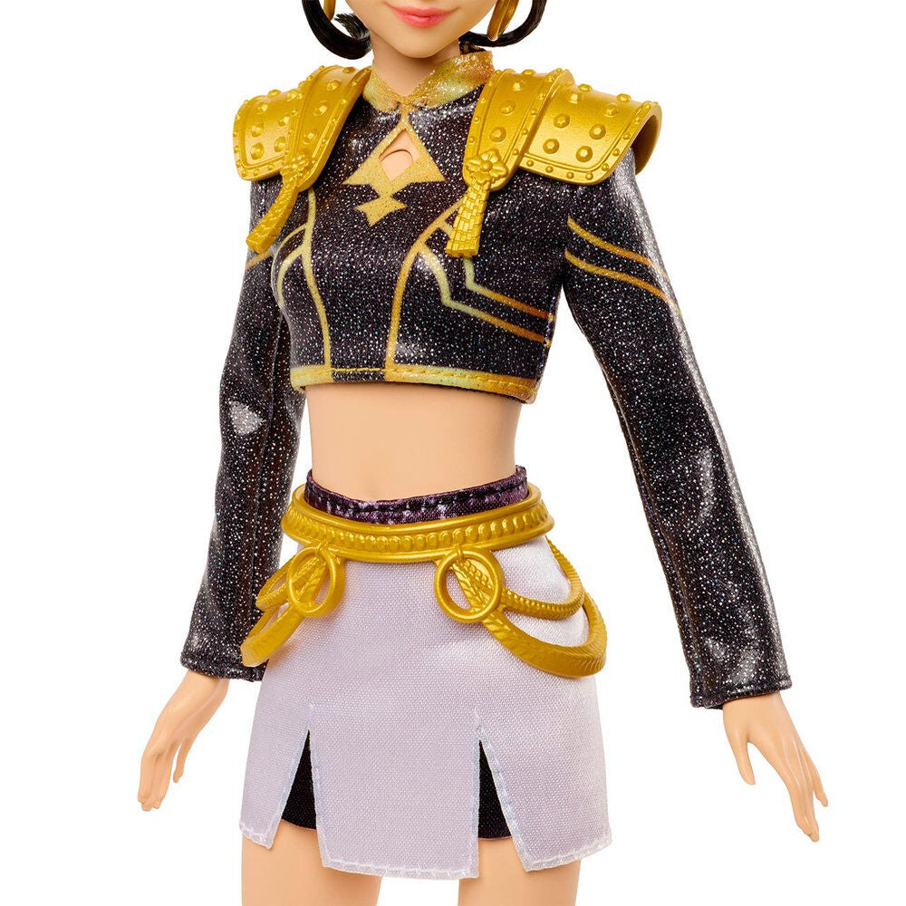 Muñeca musical Zoey de KPop Demon Hunters con atuendo negro, dorado y blanco - 5