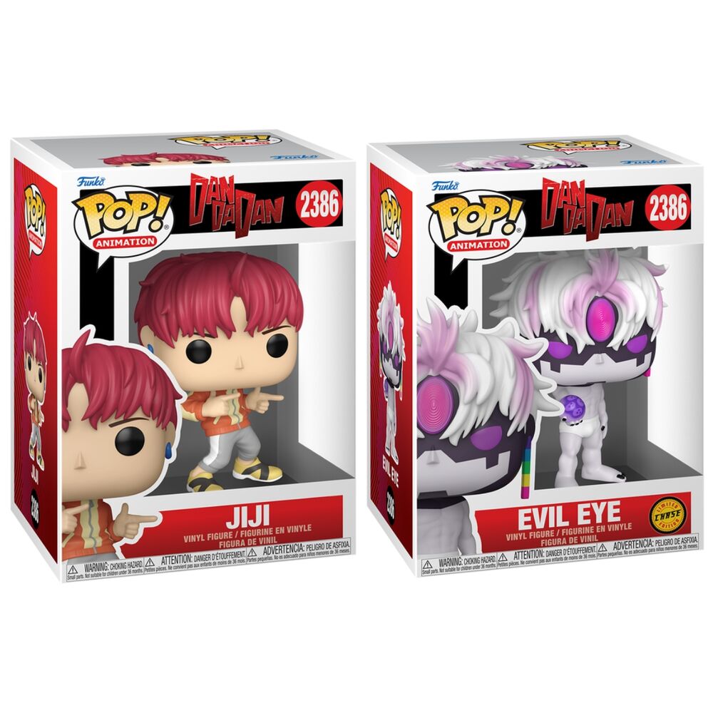 Figuras Funko POP! de Dandadan Jiji y Evil Eye en sus cajas