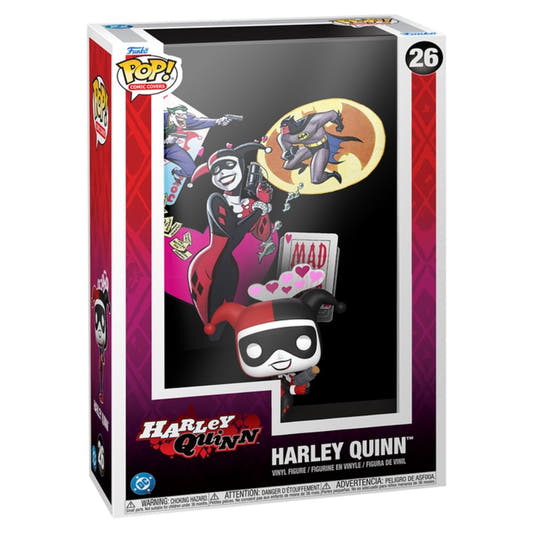 Figura FUNKO POP! Comic Covers de Harley Quinn con fondo gráfico de DC Comics - 2