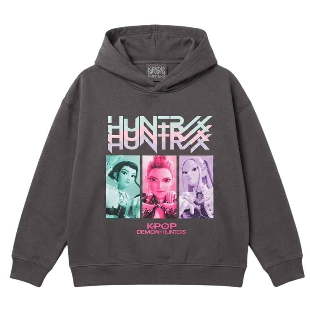 Sudadera gris con capucha Huntrix de KPop Demon Hunters