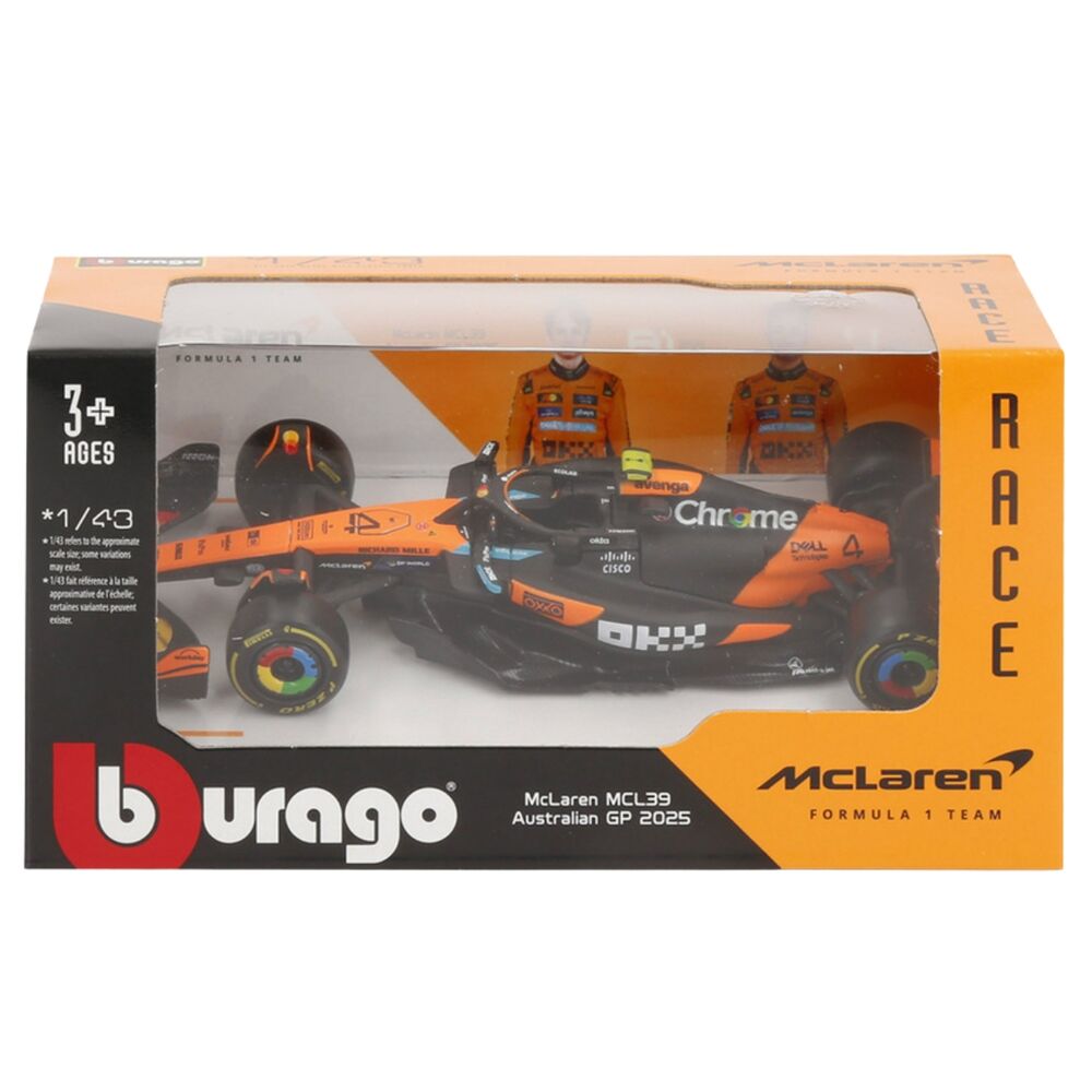Coche McLaren MCL 39 BURAGO de metal en naranja y negro - 2