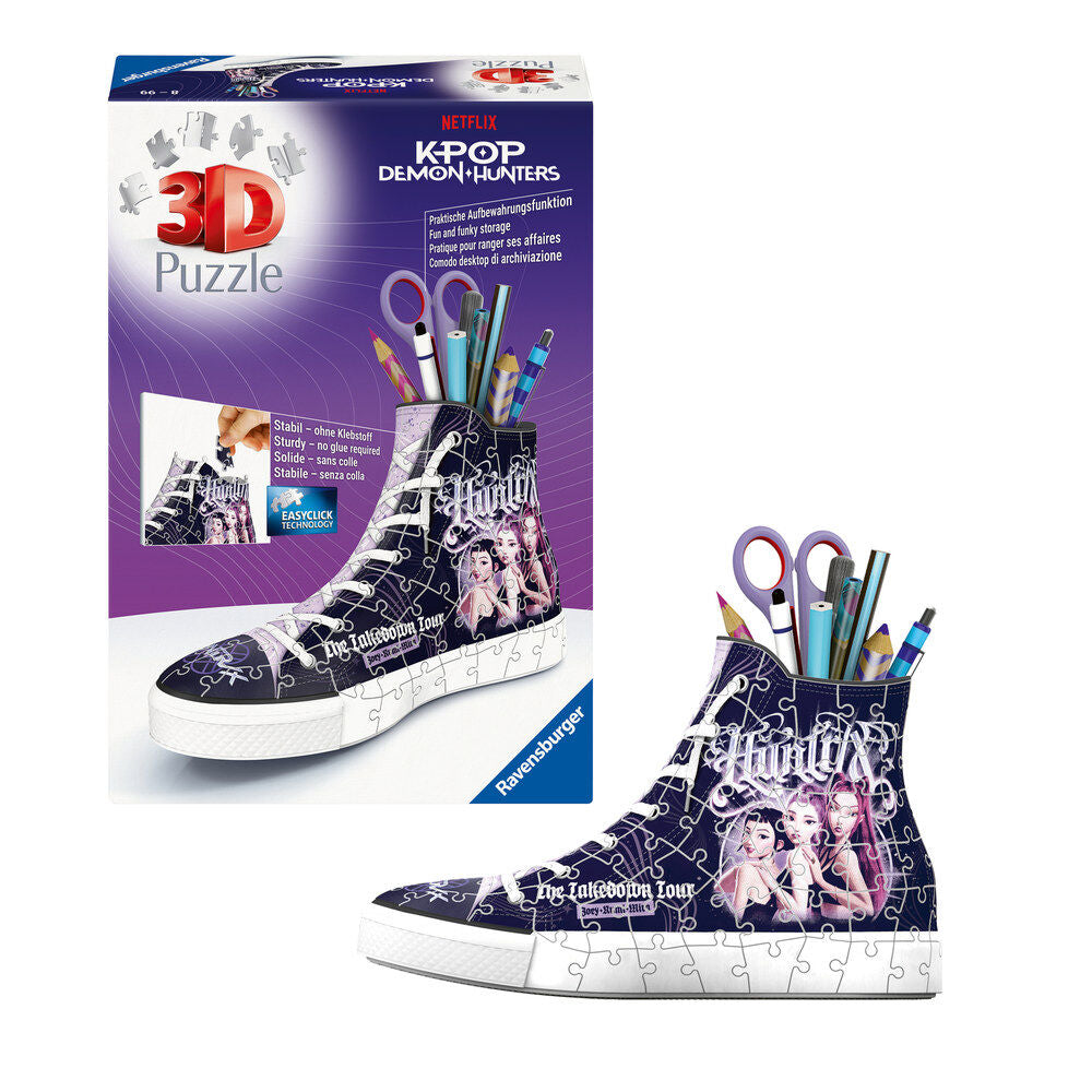 Puzzle 3D Ravensburger con forma de sneaker de KPop Demon Hunters