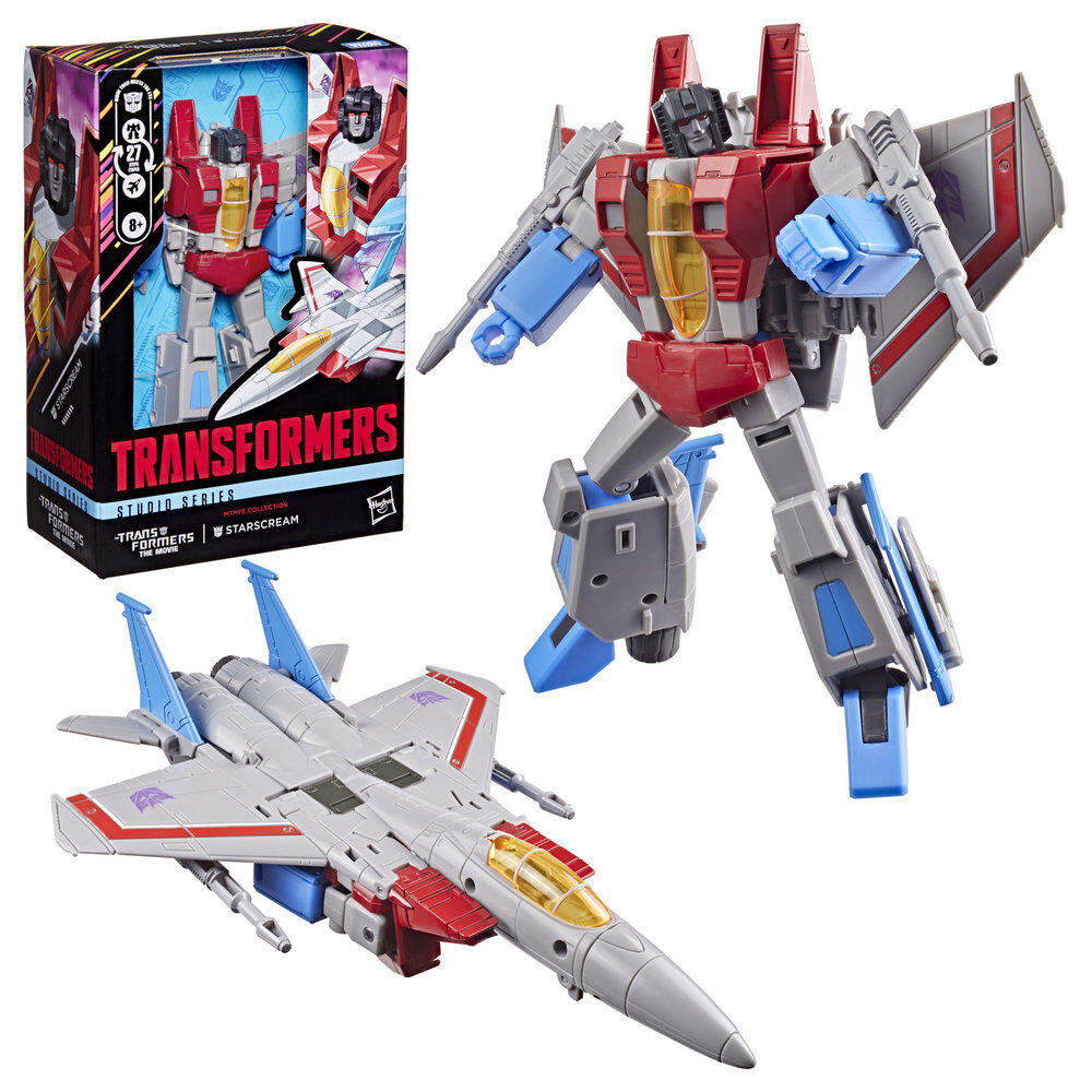 Figura Starscream Transformers Studio Series en modo robot y vehículo aéreo