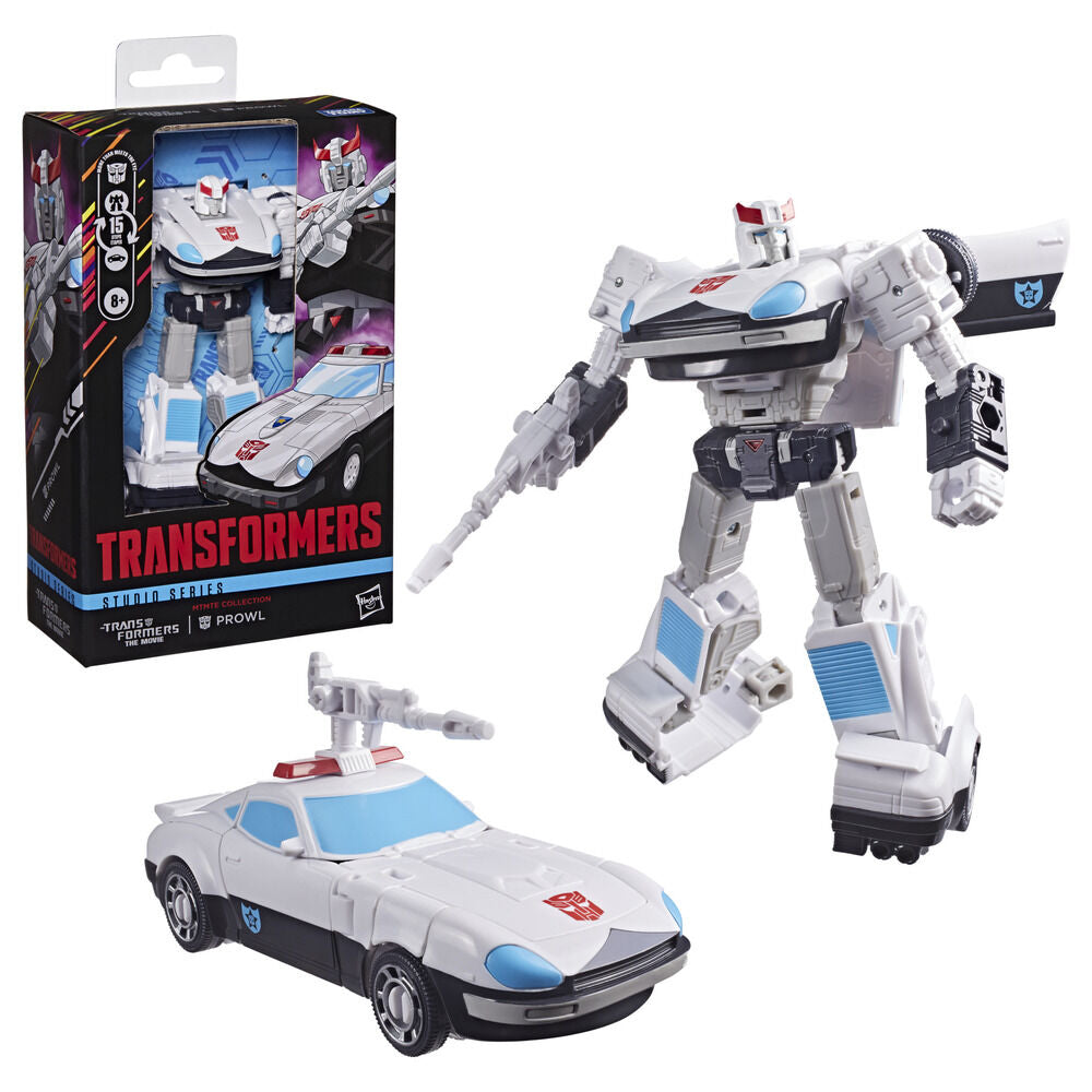 Figura Prowl Transformers Studio Series en modo robot y vehículo