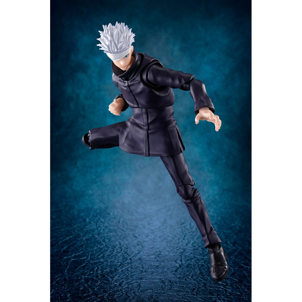 Figura S.H. Figuarts de Satoru Gojo con venda y uniforme oscuro - 3