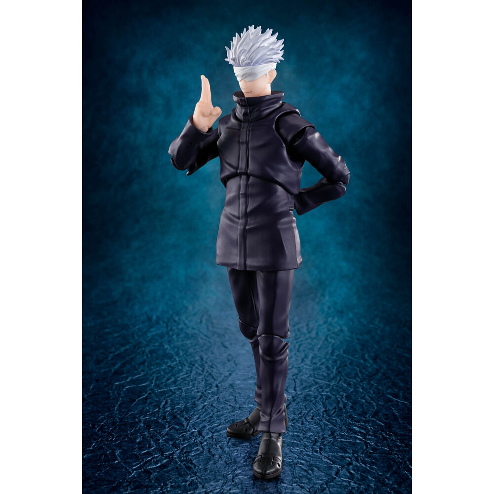 Figura S.H. Figuarts de Satoru Gojo con venda y uniforme oscuro - 4