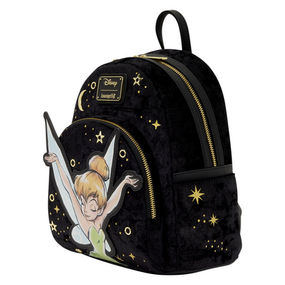 Mochila Loungefly Disney Tinker Bell de terciopelo negro con estrellas doradas - 2