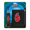 Set negro de cartera y llavero Naruto Shippuden con nube roja