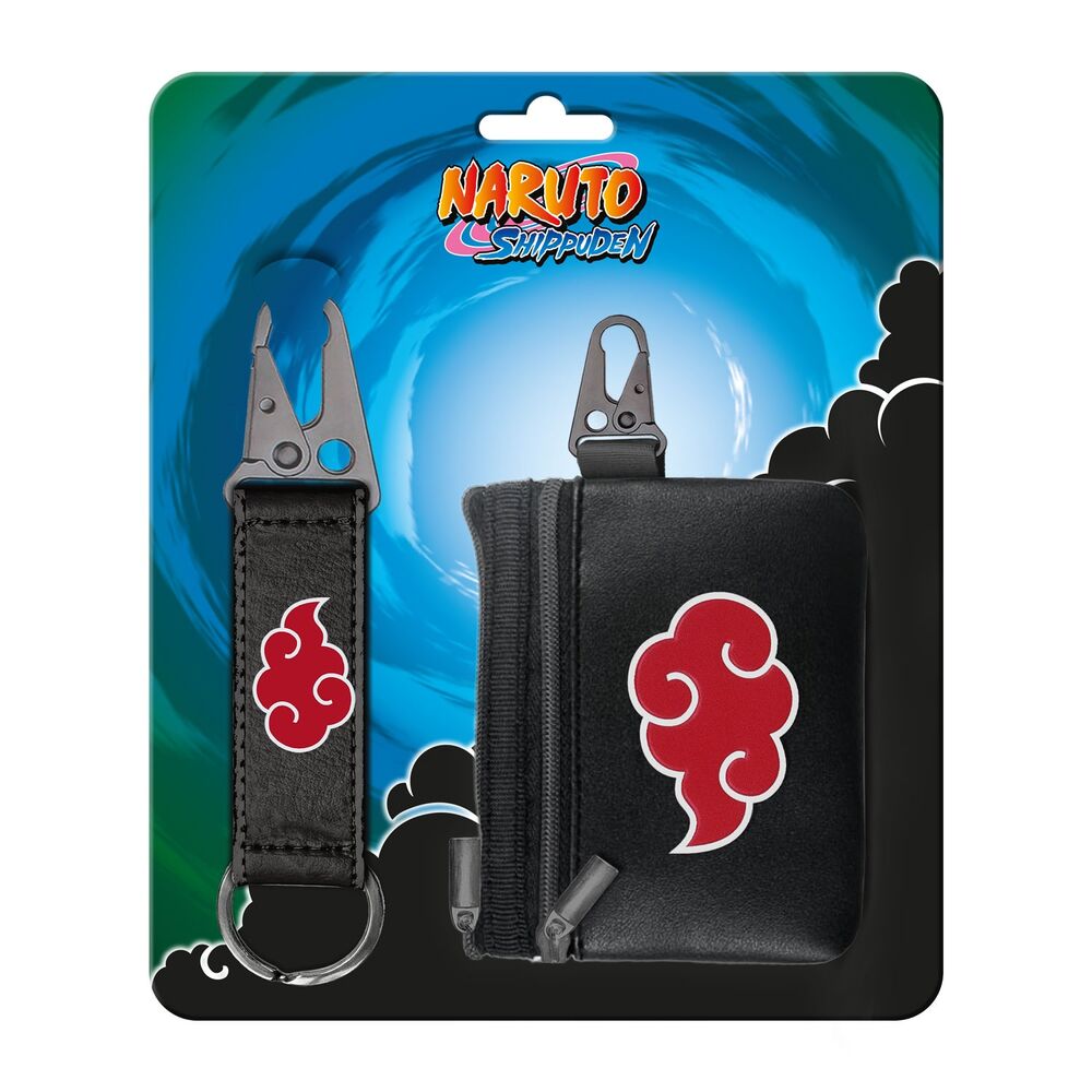 Set de monedero y llavero Naruto Shippuden con nube roja