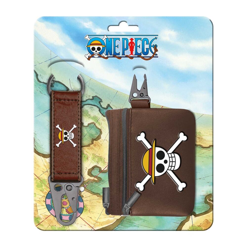 Set One Piece con monedero marrón y llavero a juego