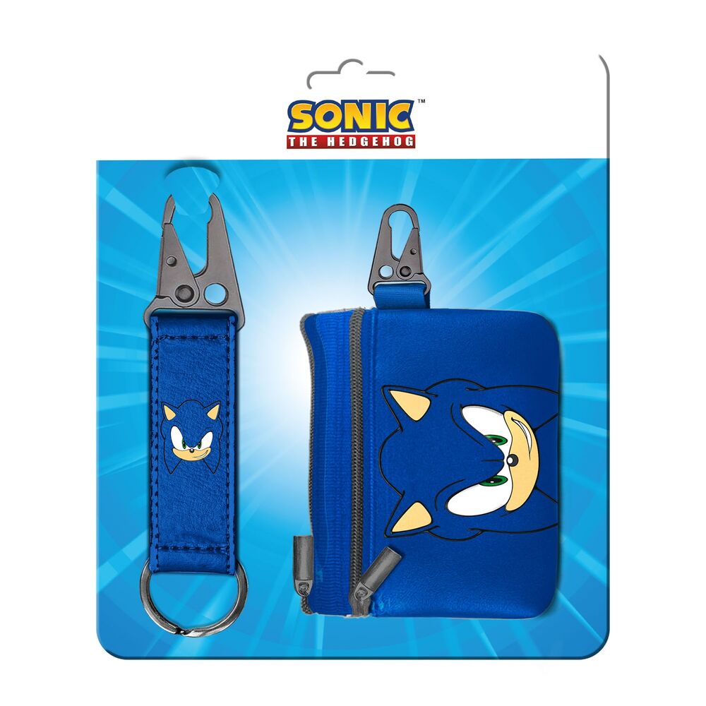 Set azul de monedero y llavero Sonic the Hedgehog